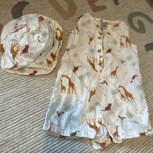 Carter's White Romper with Animal Print